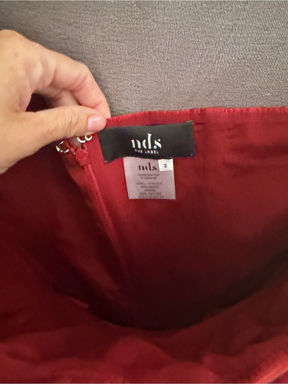 NWOT NDS The Label Red Silk Wool Strapless Column Dress 3D Rose Size 2 - Picture 2 of 5
